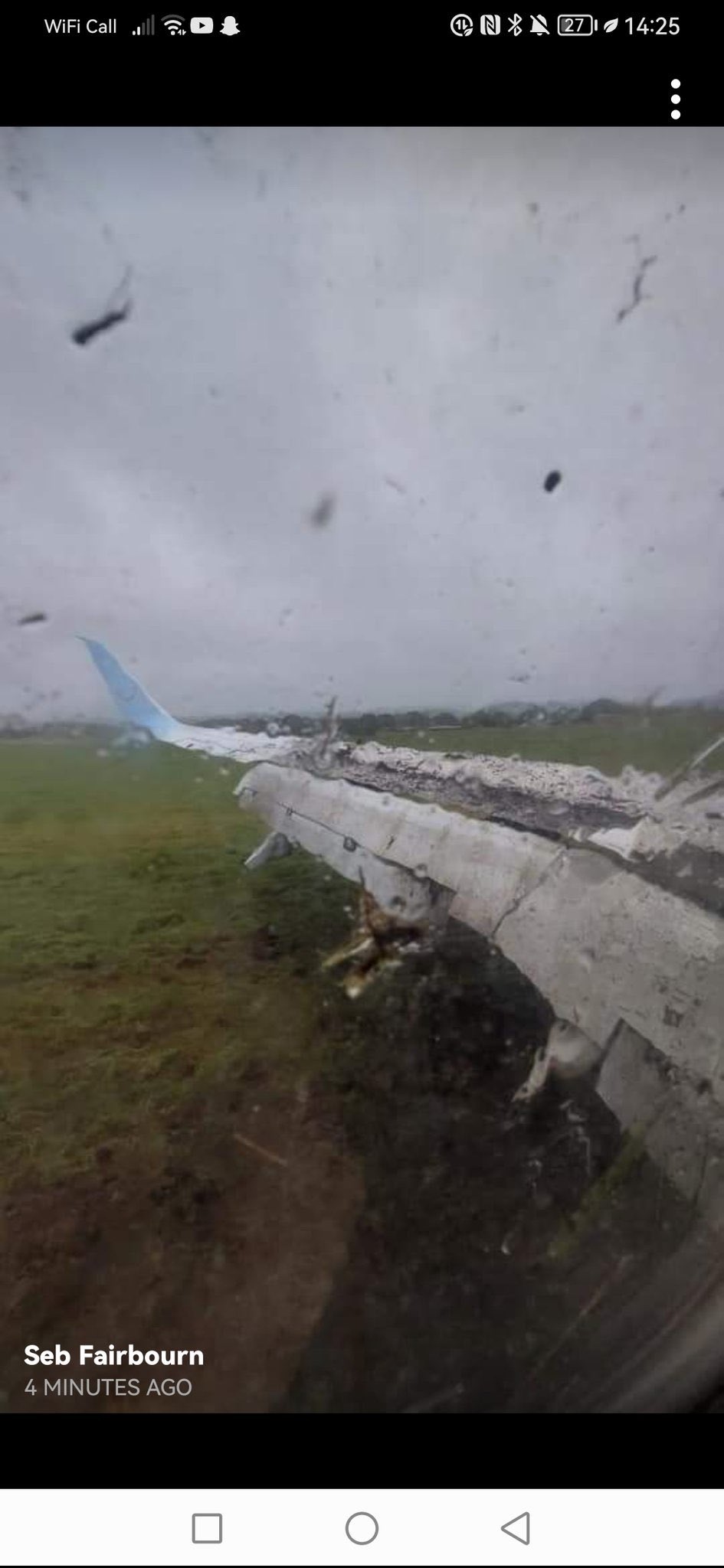 Aircraft leaves runway at Leeds Bradford Airport